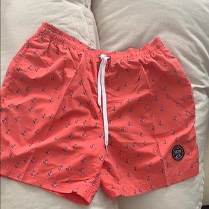 Coral anchor swim trunks